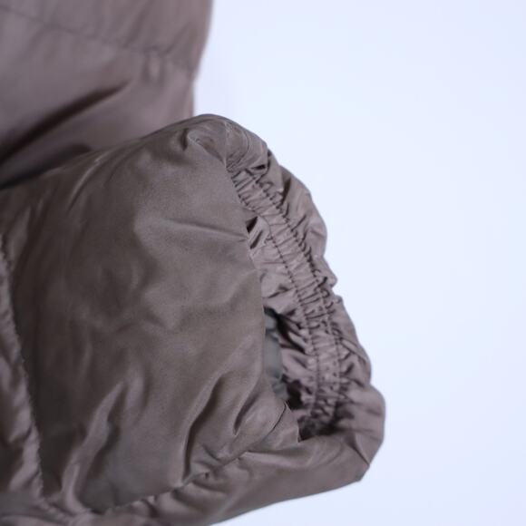 MONCLER Flamme Giubbotto Long Down Jacket Taupe Parka Stowable Hood Women's 3/L - Picture 8 of 16